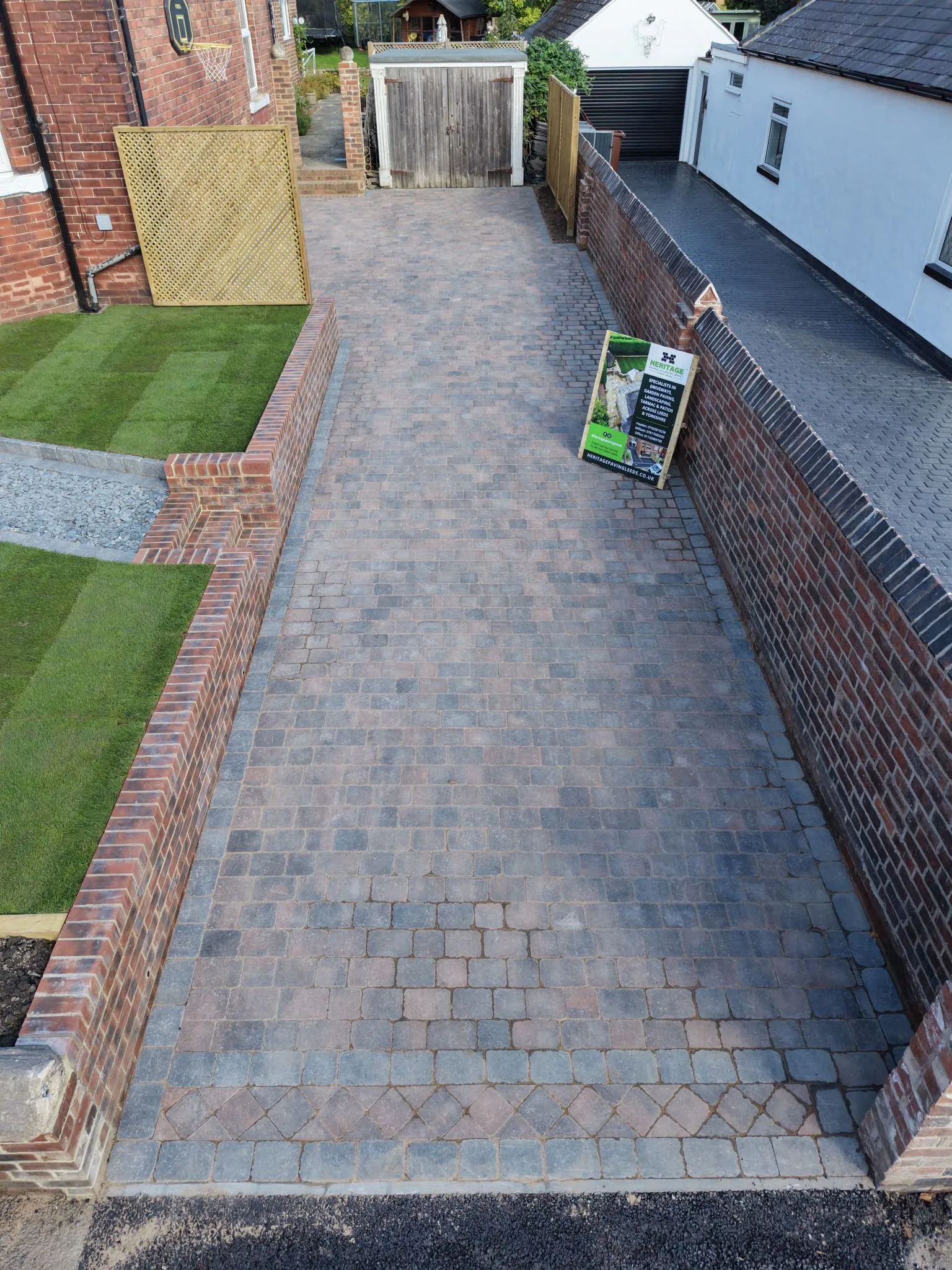 Completed driveway with detailed edging near Rodley