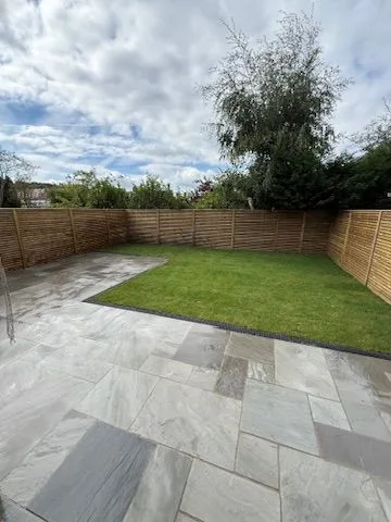 Adel landscaping project with paving fencing and lawn