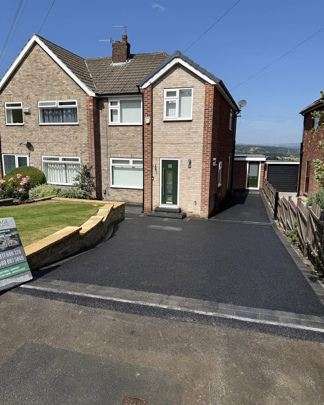 Completed Bramley driveway and landscaped frontage — Bramley, Leeds