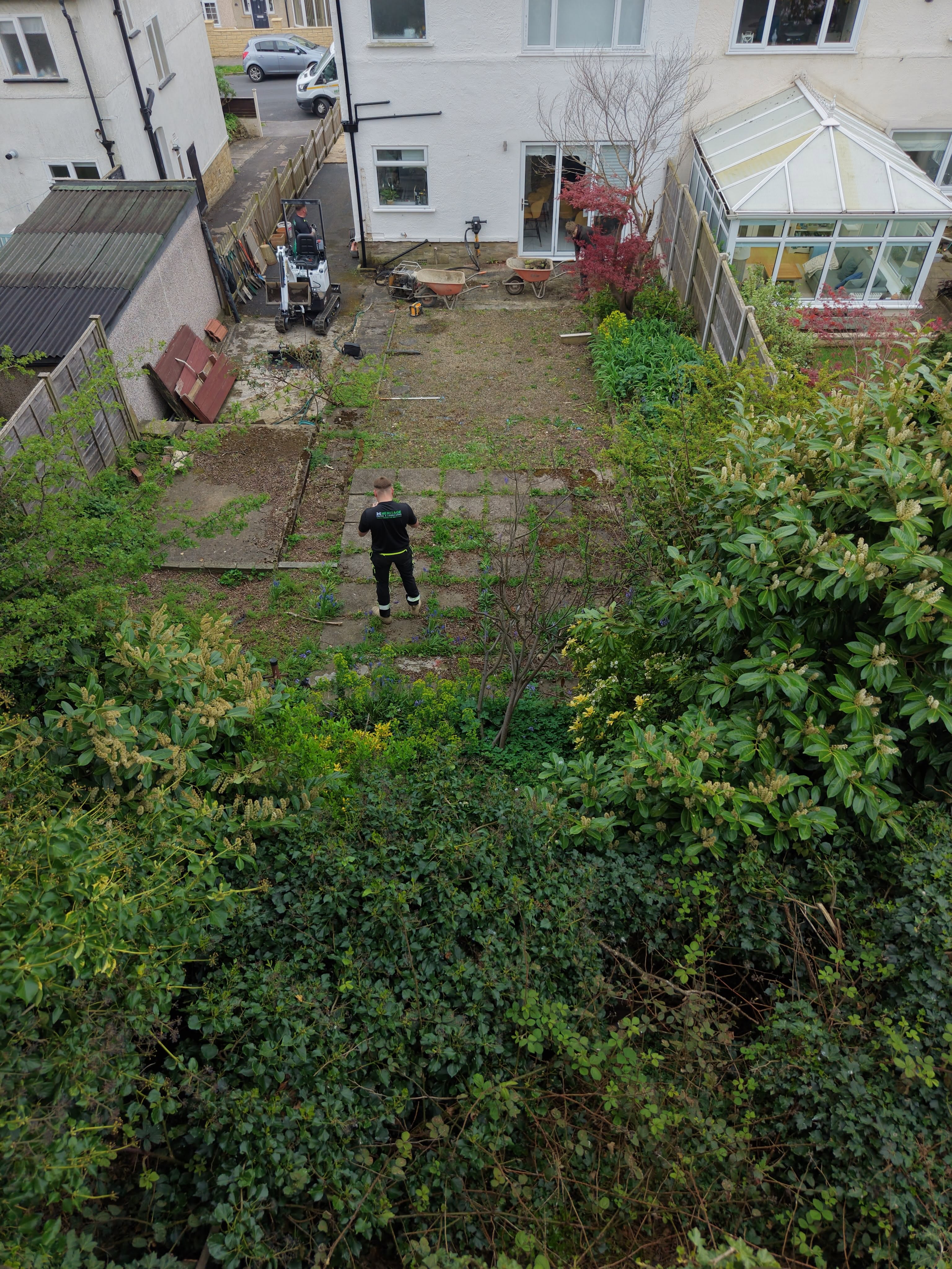 Original garden and paving viewed towards the house — Leeds