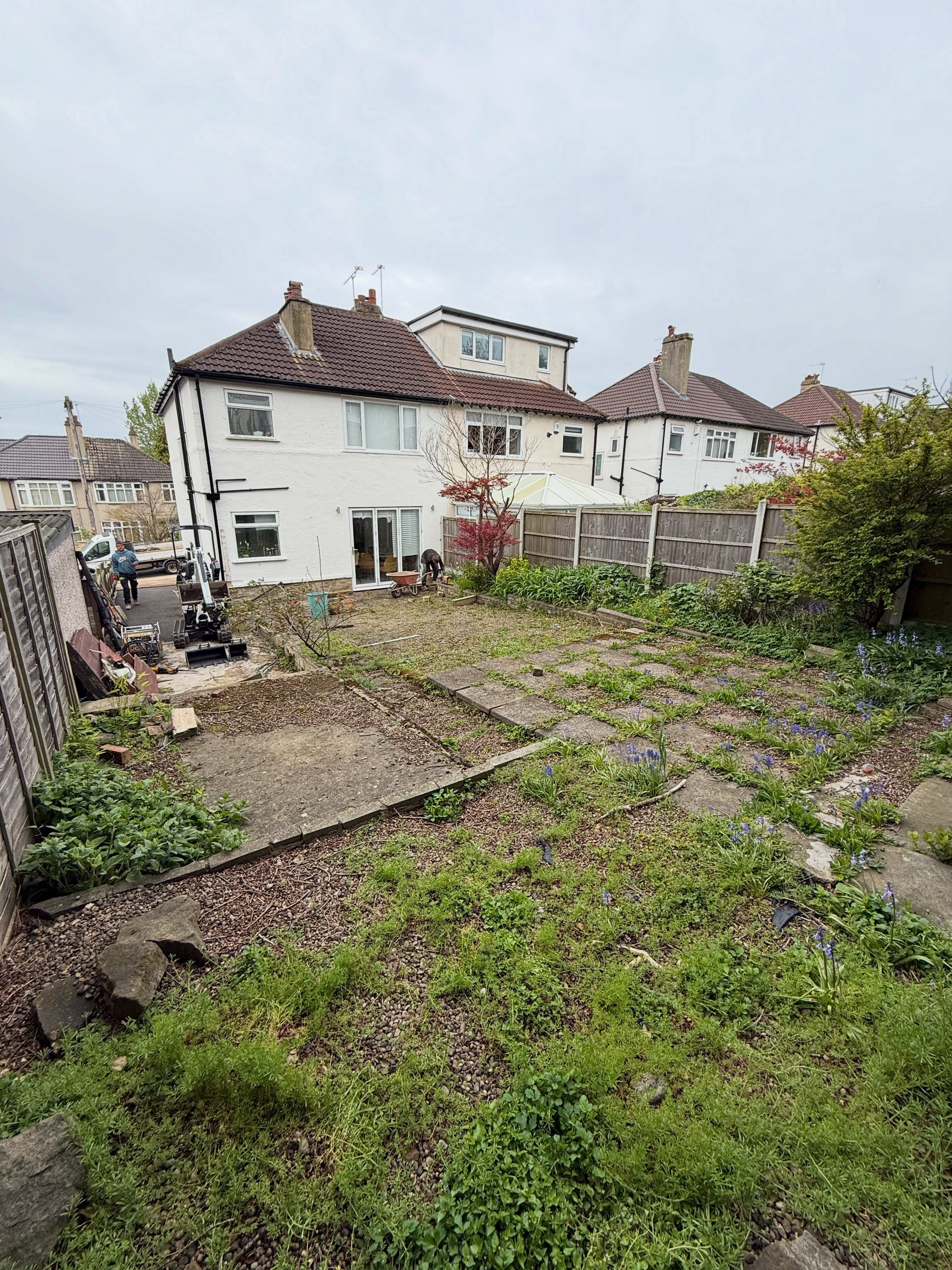 Garden before the porcelain patio and landscaping work — Leeds